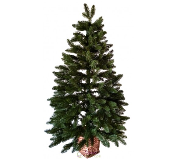 Ель литая зеленая 1,1 м в горшочке из лозы